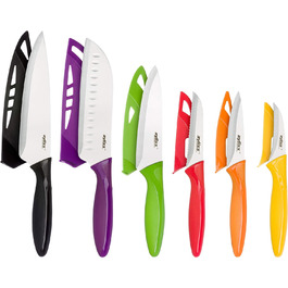 Набір ножів Zyliss E72404 3шт 9 см/10 см/14 см Зелений/Червоний/Фіолетовий Набір кухонних ножів Універсальний ніж/ніж для чищення/Ніж для чищення овочів 5 років гарантії (набір 6 ножів)