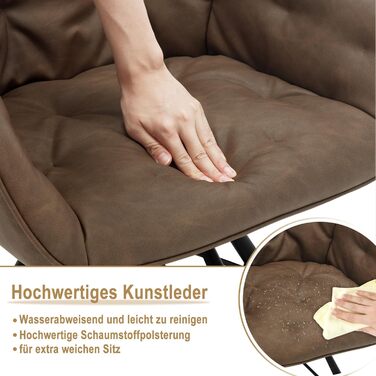 Крісло для їдальні WOLTU EZS61br-1, коричневе, з підлокітниками, на металевих ніжках, обтягнуте штучною шкірою, для кухні, вітальні, їдальні