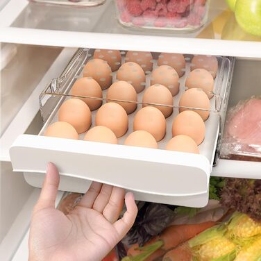 Контейнер для яєць Deecam: органайзер для холодильника на 20 яєць, прозорий, білий
