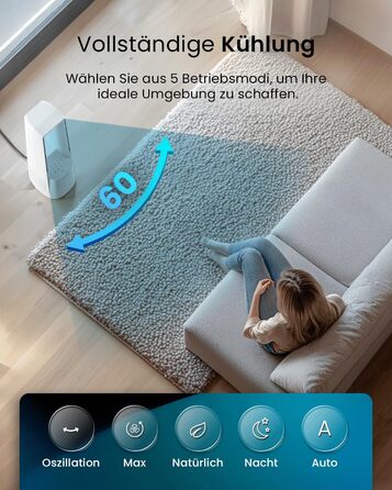 Вентилятор Pro Breeze OmniAir з очищувачем повітря, 105 см, осциляція 75°, пульт ДУ, HEPA 13, LED дисплей, 10 швидкостей, тихий, 5 режимів, Smart App