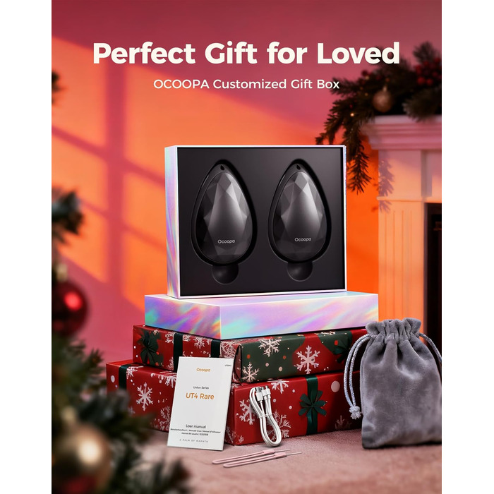 Електричні грілки для рук OCOOPA 2 шт., стильні, у формі діаманта з магнітом, перезаряджувані, для жінок, подарунок на Різдво, для синдрому Рейно, піших прогулянок, кемпінгу, UT4 Rare (чорний)