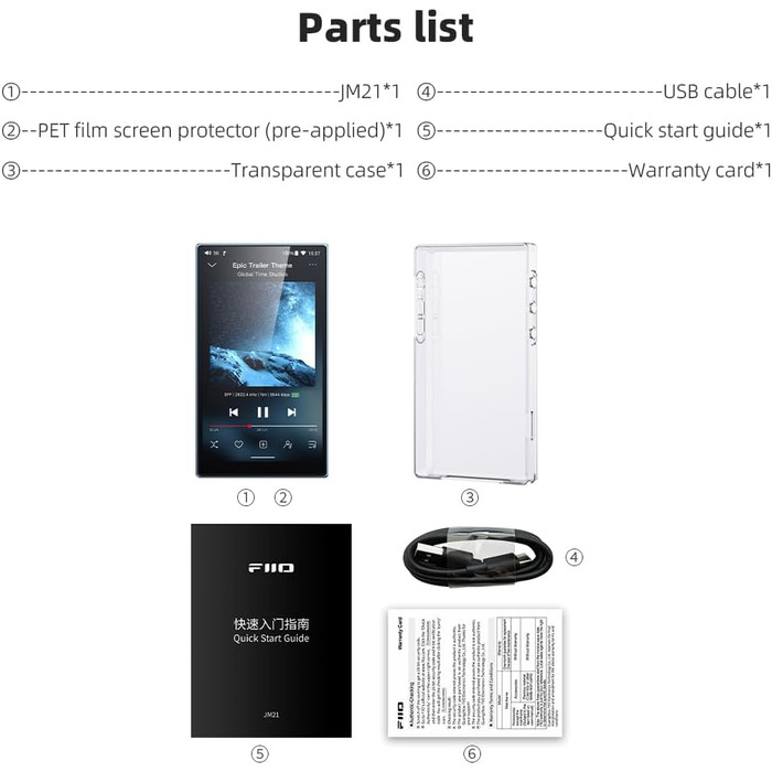 Портативний Hi-Res музичний плеєр JadeAudio / FiiO JM21 Android 13, Snapdragon 680, Bluetooth, Wi-Fi, USB DAC, 12.5 годин, небесно-блакитний