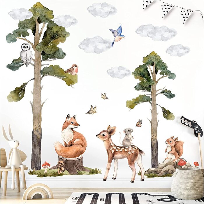 Наклейка на стіну Grandora з лісовими тваринами для дитячої кімнати, наклейка на стіну DL772-4