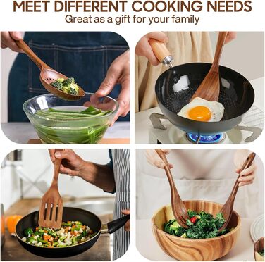 Набір кухонного приладдя Spardar з дерева, 12 шт: ложки, шумовки, підставка, рукавиці. Колір: помаранчевий, коричневий