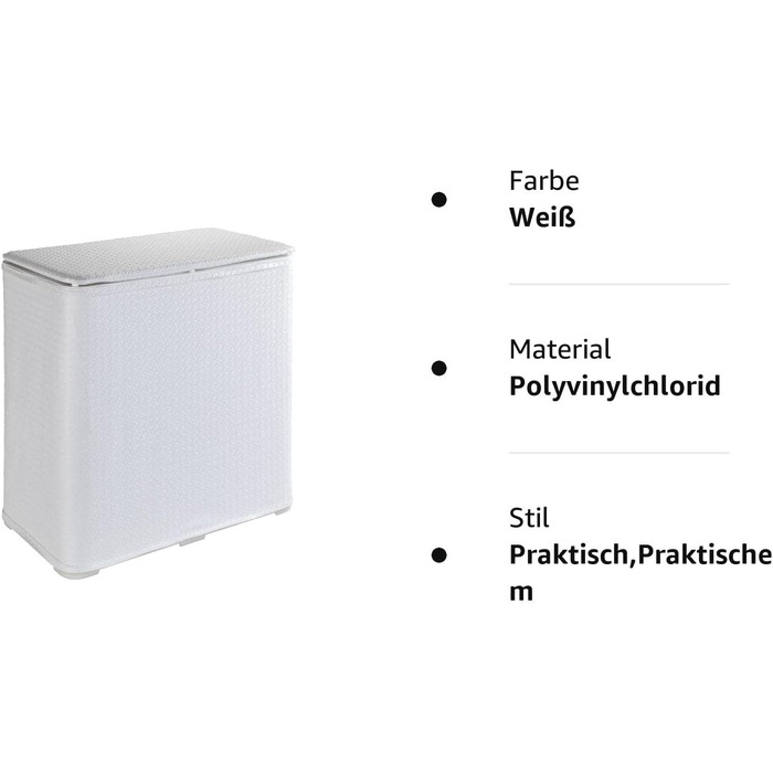 Скриня для білизни Wanda - Кошик для білизни з кришкою Місткість 65 л, пластик, 49 х 50 х 27 см, білий