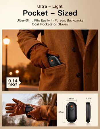 Електричні грілки для рук 2 шт. | Перезаряджаються, 3 режими нагріву, 6000mAh | Для жінок та чоловіків, кемпінг, полювання, гольф