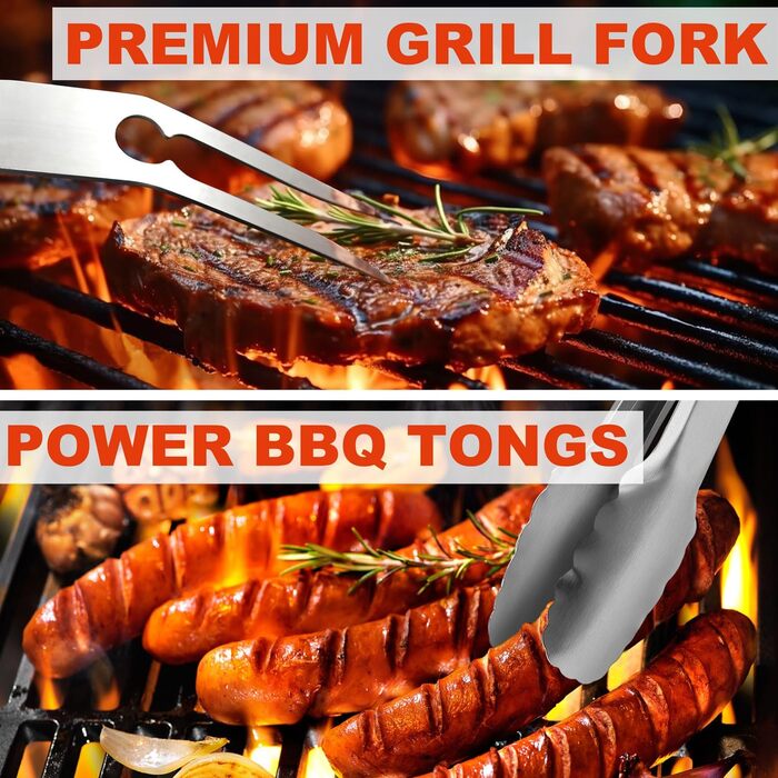 Набір аксесуарів для гриля з нержавіючої сталі 30шт - Професійний, довговічний, у кейсі. Ідеальний подарунок для чоловіків та жінок