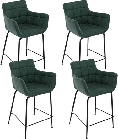 Набір барних стільців, 4 шт., зелений. Сучасний дизайн, металеві ніжки, товсте фротте-сидіння, вигнута спинка. Підійде для кухні, кафе, бару, їдальні.