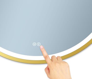 Дзеркало для ванної кімнати Home Glow LED кругле 80 см з підсвічуванням, антизапарюванням, сенсорним вимикачем та металевим каркасом, золото