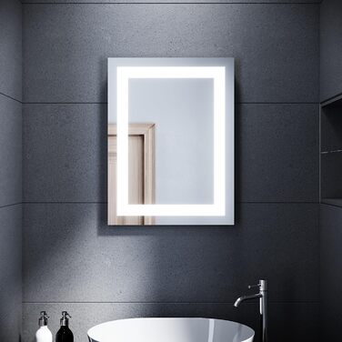 Дзеркало для ванної кімнати Badspiegel 60x80 см з підсвічуванням LED, сенсорне, протизапітніння, IP44, 3 колірні температури