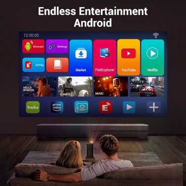 BYINTEK P70 Mini 3D проектор: портативний LED проектор з Wi-Fi, Android 9.0, підтримка 1080P/4K, акумулятор, сумка та штатив (сірий)