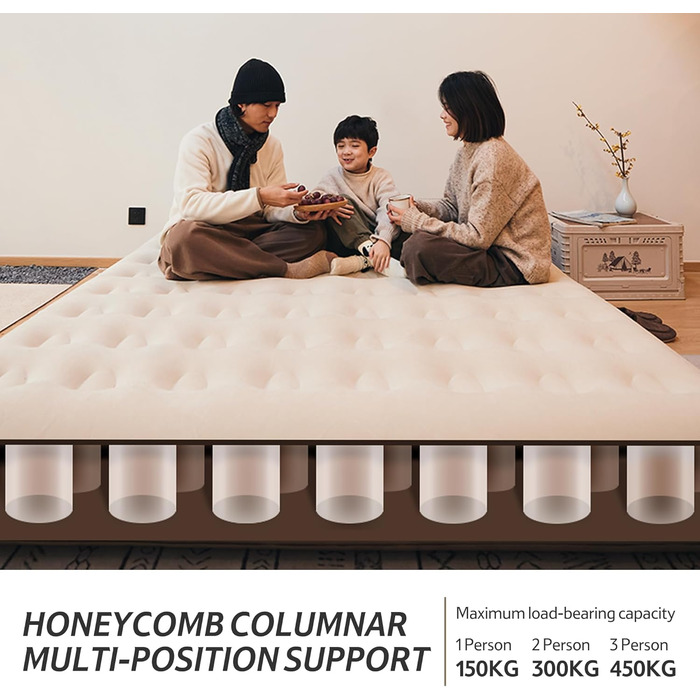 Надувна матрац Naturehike для 2 осіб з електричним насосом, 200x150x25 см. Самостійно надувна, преміум-якість, для кемпінгу та дому. Колір: коричневий.