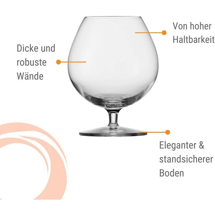 Набір келихів для коньяку Stölzle Lausitz Cognacschwenker I 585 мл, 6 шт. I Склянка з кришталю без свинцю, висока якість, придатна для миття в посудомийній машині