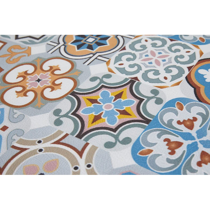 Кухонний килимок andiamo для передпокою, миється, нековзний, ПВХ, з захистом від забруднень, плитка і прикраси, кухонний килимок в східному стилі, колір розмір (50 х 150 см, синьо-сірий)