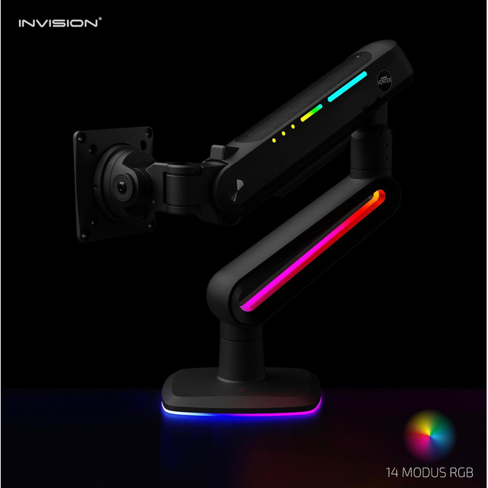 Кріплення для монітора Invision Vortex Gaming – 27–57 дюймів – Curved & UltraWide – RGB LED – 3–18 кг (VR200)