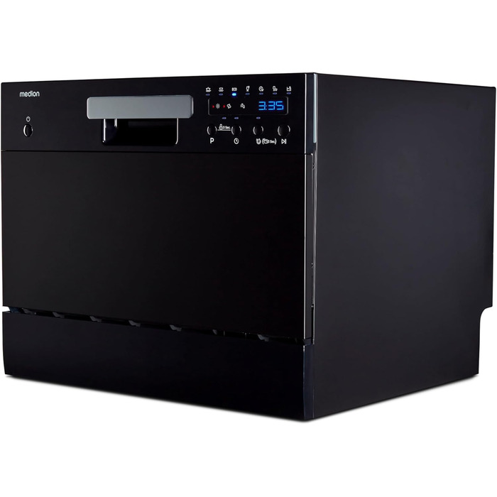 MEDION Посудомийна машина DWT60 (6 комплектів, 7 програм, ECO, AquaStop, LED дисплей, захист від дітей), чорна