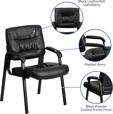 Крісло-табурет Haeger Flash Furniture з шкіри, з порошковим покриттям каркасу кольору титанового сірого, чорне