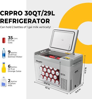 Автохолодильник BougeRV CRPRO Kompressor 20L (-22℃~10℃), 12/24V/110-240V, для авто, кемпінгу та подорожей (Актуалізована версія)