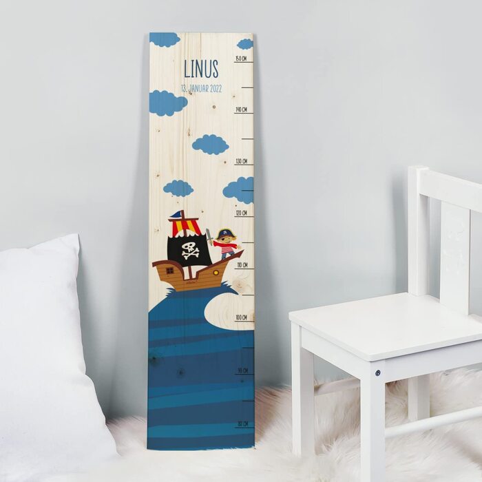 Планка Striefchen для дітей з приголомшливими фентезійними мотивами, дерев'яна, персоналізована (піратський корабель)