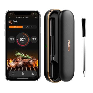 Бездротовий термометр для м'яса Inkbird INT-11P з Bluetooth, IP67, для гриля, BBQ, духовки, коптильні
