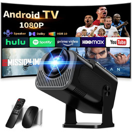 Портативний проєктор Mini Beamer 4K Full HD 1080P з WiFi 6, Bluetooth 5.2, автоматичною корекцією трапецеїдальних спотворень та підтримкою HDMI, TV Stick, Memory Stick, Laptop (білий, чорний)