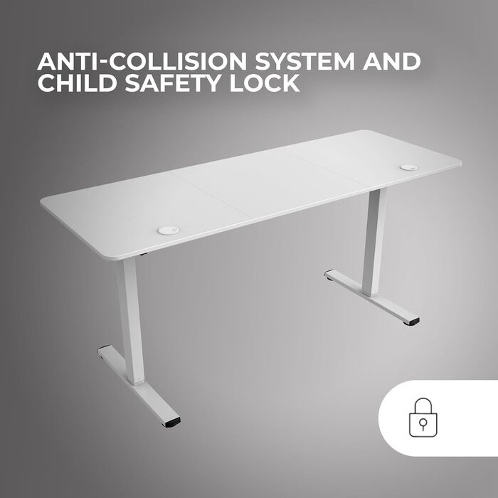 Mars Gaming MGD-ERGOPRO: Регульований за висотою електричний стіл, 110x60 см, білий. Ергономічна поверхня з карбону, металева конструкція, тримач для навушників, кабельний менеджмент