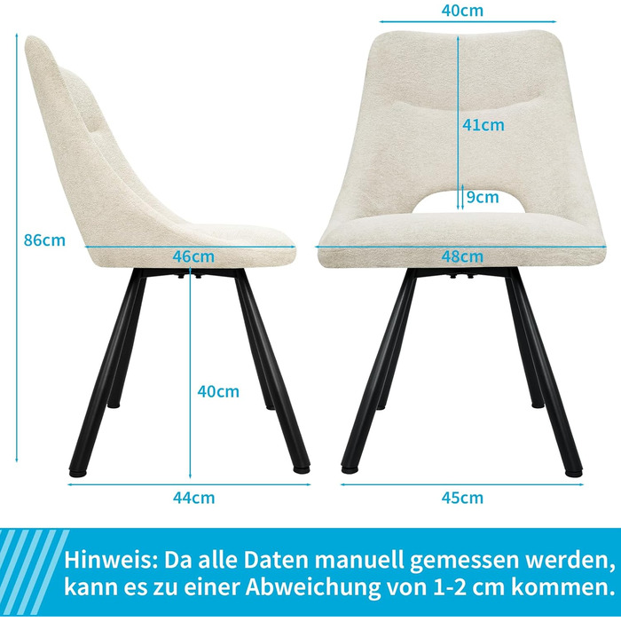 Обідні крісла поворотні, комплект 2 шт., матеріал - кашмір-бавовна, чорні металеві ніжки, для кухні, вітальні, їдальні (Бежевий)