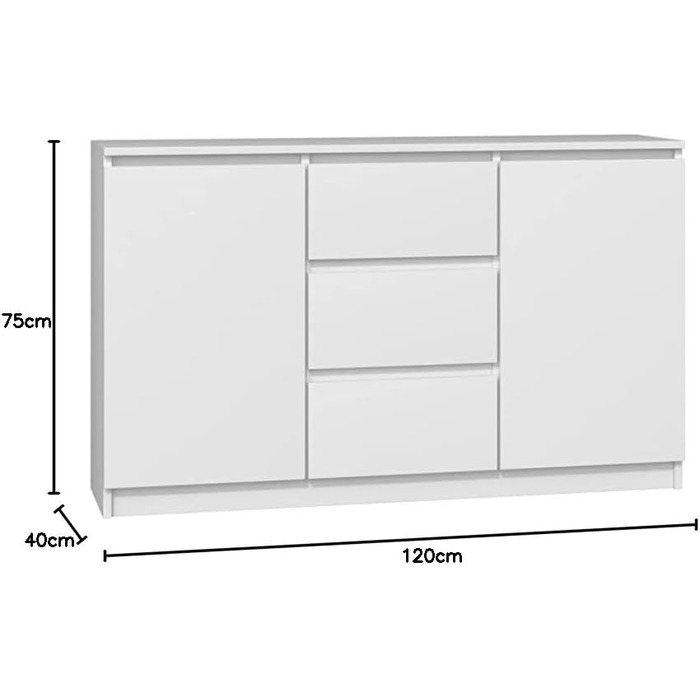 Сучасний комод 2D3S, білий 2 дверцята, 3 шухляди Для вітальні, спальні, дитячої кімнати та кабінету