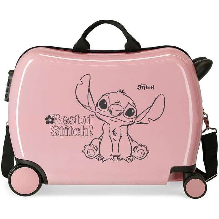 Дитяча валіза Disney Best of Stitch, рожева, 50 х 38 х 20 см, жорстка, ABS, бічна комбінована застібка, 34 л, 1,8 кг, 2 колеса, багаж, ручний, рожевий, Talla nica, дитяча валіза