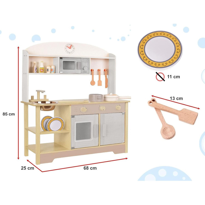 Дерев'яна дитяча кухня з мийкою, духовкою та витяжкою, модель 4