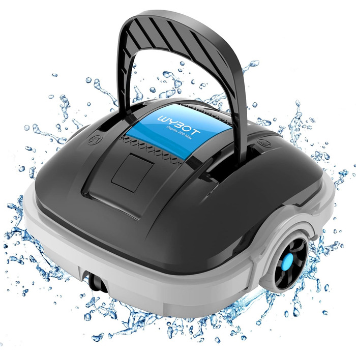 Робот для басейну акумуляторний бездротовий, Poolsauger Roboter з подвійним двигуном, автоматичне паркування, для плоских басейнів до 80 м², 100 хв роботи, подвійна фільтрація, темно-сірий