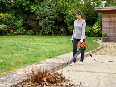 Black+Decker BEBLV260: Електричний листозбірник/садовий повітродув 3-в-1 з подрібнювачем, 2600 Вт, 315 км/год, 40л, для тераси, доріжок, під'їзної дороги