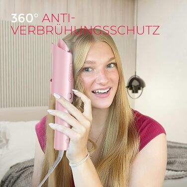 Автоматичний локон-стайлер TYMO CURLPRO 25mm - рожевий, з термозахистом, 3 температурні режими (160-210°C), для великих та маленьких локонів