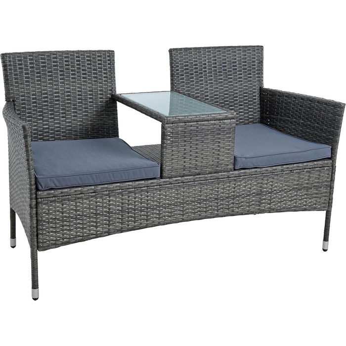Садові меблі ESTEXO з ротангу для 2 осіб: Лавка, комплект для відпочинку, балконні меблі, сірий антрацит