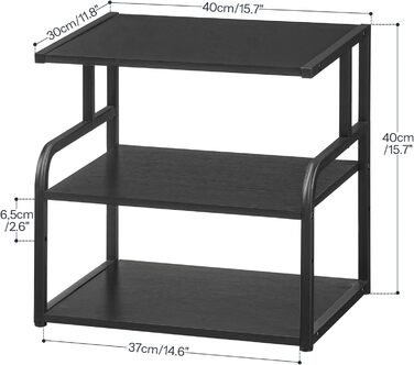 HOOBRO Стійка для принтера, 3-ярусний стіл-організатор, багатофункціональний письмовий стіл, стійка-шафа для принтера, з регульованою полицею, для офісу, кухні, вітальні, чорний EBB06PS01