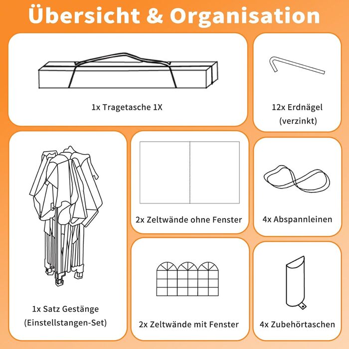 Павільйон 3x3 з 4 стінками, розкладний, стабільний, з сумкою для перенесення, зимостійкий, захист від сонця UV 50+, регульована висота, для вечірок, саду, відпочинку на природі, сірий