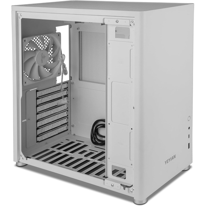 YEYIAN Hussar Plus повнорозмірний корпус для ПК ATX/Micro ATX/Mini ITX із загартованим склом, прозора бокова панель, 1 вентилятор 120 мм