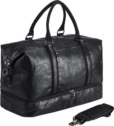 Нічна Дорожня сумка, полотняна, шкіряна, велика вихідна сумка, велика ручна поклажа, жіноча або чоловіча Дорожня сумка, модна (чорний-Розмір L)