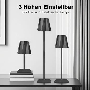 LED настільна лампа ELZO 2 шт., акумулятор 5200mAh, USB-C, регулювання висоти, 3 режими, IP54, вологостійка