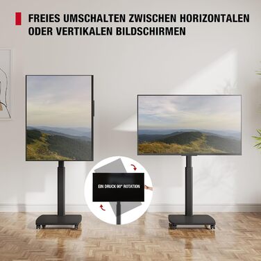 Підставка для телевізора мобільна з дерев'яною основою, поворотна, для TV 19-42 дюйми, чорна, до 20 кг, VESA 200x200 мм