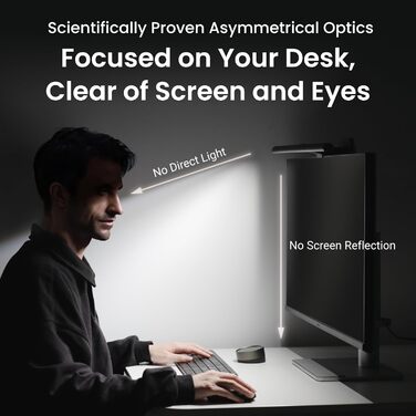 BenQ ScreenBar Halo 2 – LED-лампа для монітора з бездротовим контролером, без відблиску, регульованою яскравістю та колірною температурою, для захисту очей, USB-живлення