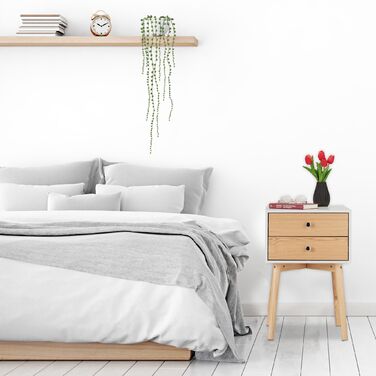 Нічний столик Relaxdays білий з 2 шухлядами