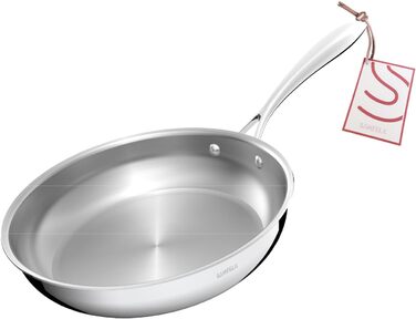 Набір сковорідок SANFELA 5-шарівний з нержавіючої сталі (2 шт.), 24 см та 28 см, для плити та духовки, індукційні сковороди (28 см)