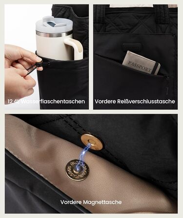 LOVEVOOK Сумка-шоппер для жінок, велика, робоча сумка, торбинка-шоппер, сумка для ноутбука 15,6/17,3 дюйма, сумка для навчання, офісна сумка, сумка для роботи, універсальна чорна сумка LOVEVOOK