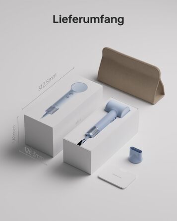 Компактний фен для волосся Laifen Mini з безщітковим двигуном (110 000 об/хв) та іонізацією, швидкий та тихий дорожній фен, синій