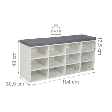 Підставка для взуття Relaxdays з м'яким сидінням та відкритими полицями