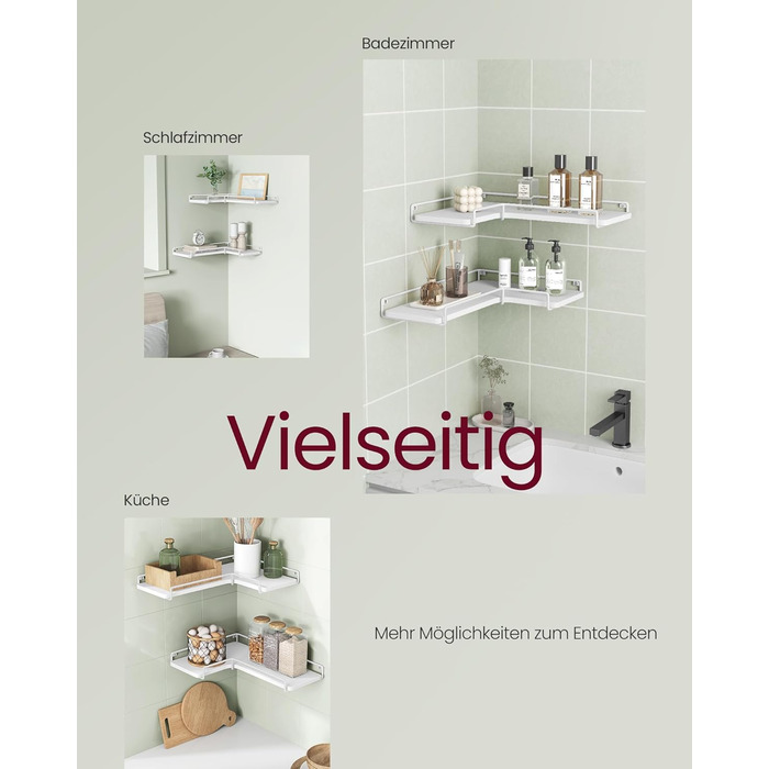 Набір кутових настінних полиць VASAGLE L-подібні, індустріальний стиль, для вітальні, спальні та кухні, білий колір (2 шт.) LLS831B01