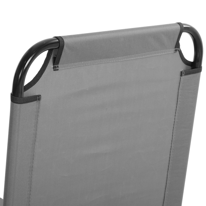 Шезлонг для відпочинку, спинка з 5 положеннями, швидковисихаючий матеріал, металевий каркас, 188 x 56 x 28 см, сірий