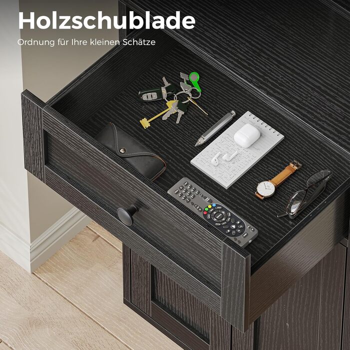 Стелаж Coleshome з дверцятами та шухлядами, 5 полиць, 48x24x164.2 см, білий/чорний