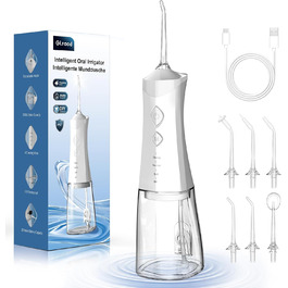Іригатор для порожнини рота Munddusche - Тест-переможець 2024, професійний, з технологією мікробульбашок, регулювання тиску води, для чищення зубів та брекетів, білий